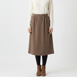 Vintage Tweed Striped Midi Skirt Women's Size 14 Brown Multi Color‎ Lined A Line